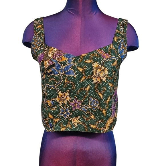 White Rice Bali Jewel Tone Button Wrap Crop Top Size Large Women's‎ - Picture 8 of 8